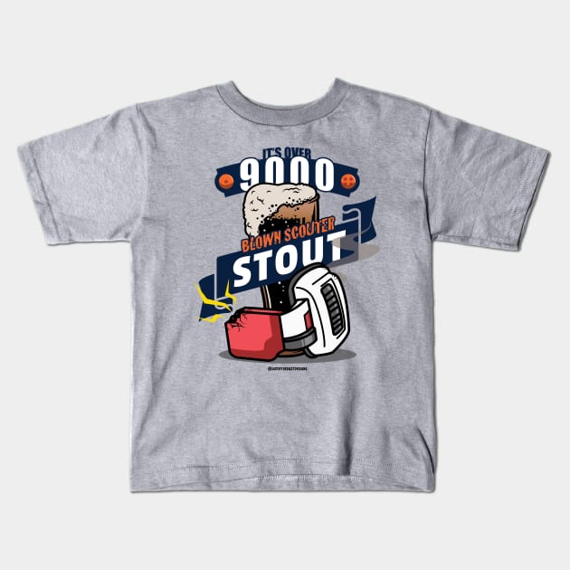 It's Over 9000! - Blown Scouter Stout Kids T-Shirt by thebeardedbrushandblade